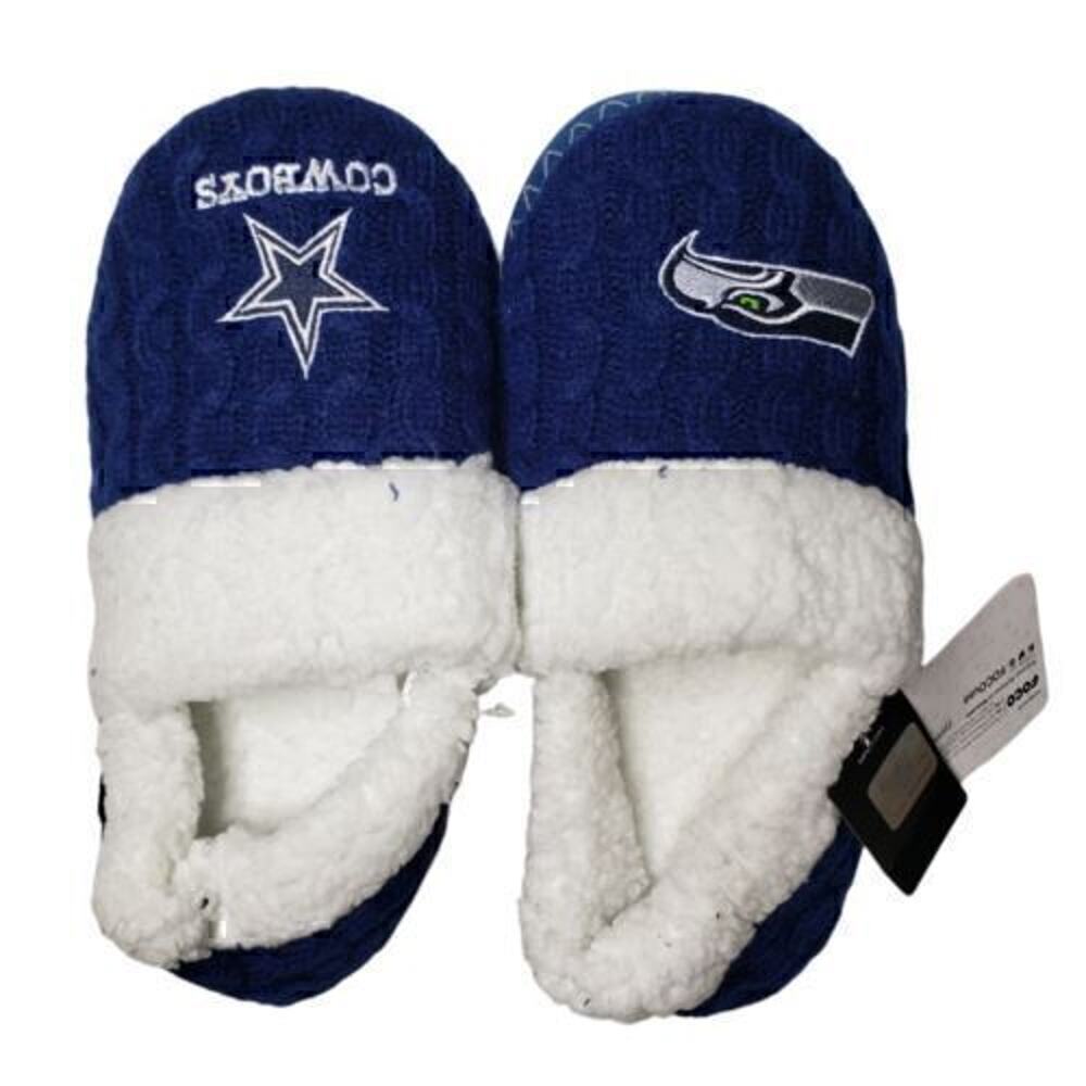 Forever Collectibles NFL Seahawks Cowboys Slippers House Shoes Blue White Large